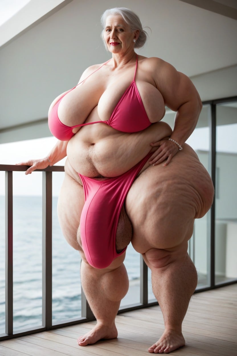 Messy Hair Bunhyper Weight Gain Hyper Obese Massive Cleavage, Pudgy, Obese Shemale AI Porn