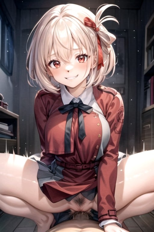 Sorrindo, Chisato Nishikigi (lycoris Recoil), Peito Médio Hentai IA pornografia