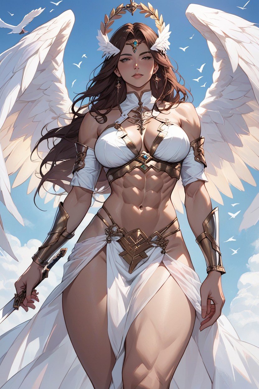 Angelic Armor, Surrounded By Birds, Fit AI Porn