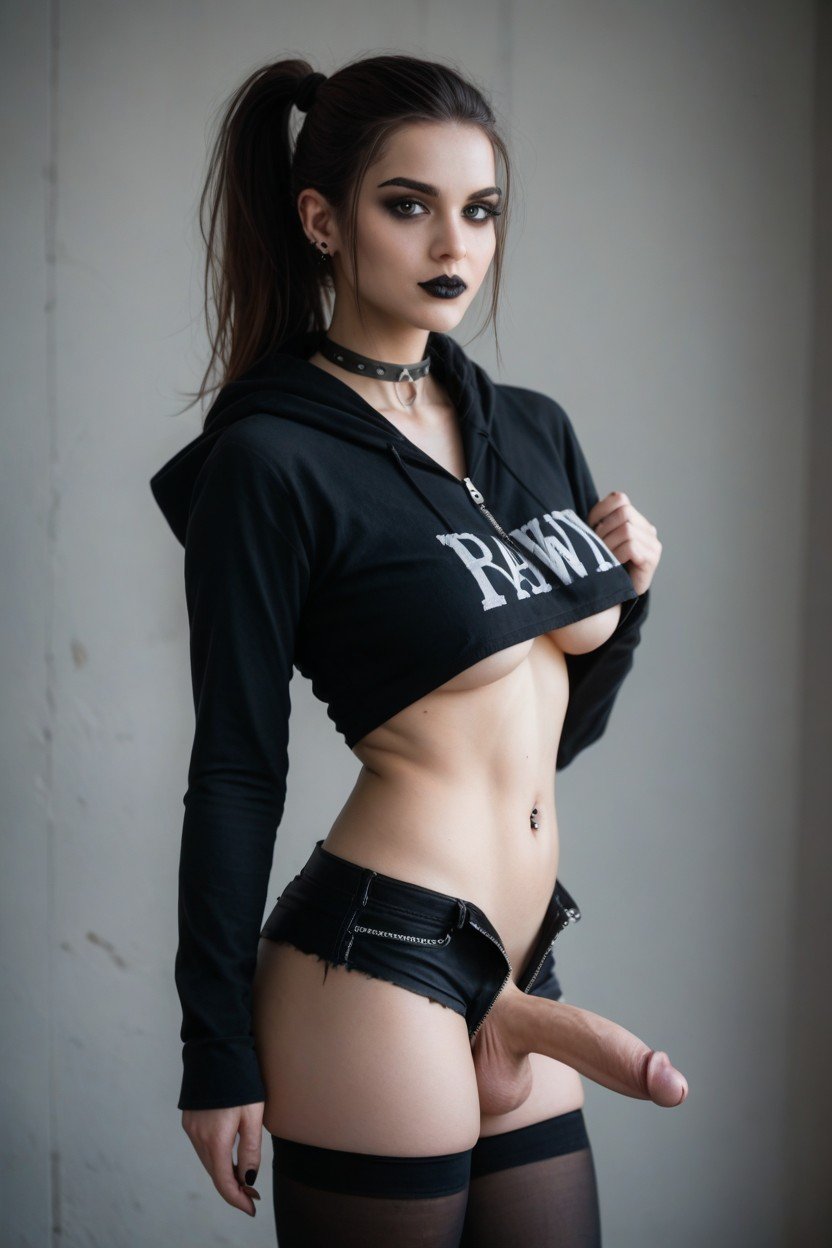 Under Boob, Gothic, Narrow Waist Travesti IA Pornô