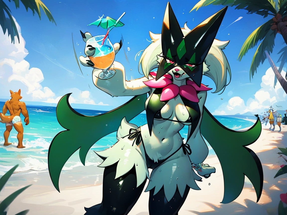 Bikini, Líneas De Rebote, Piel GrasaPorno AI Furry