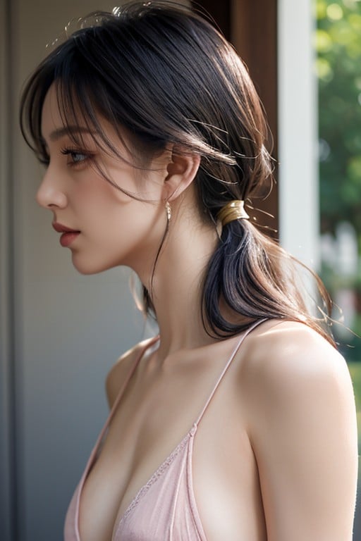 Low Ponytail, 사이드뷰, Pale Skin퍼리 AI 포르노