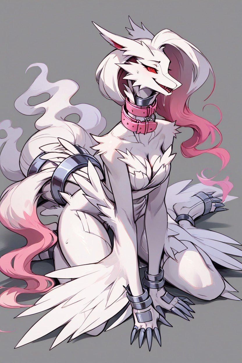 Big Fluffy Tail, Reshiram, Digitigrade Pornografia peluda com IA