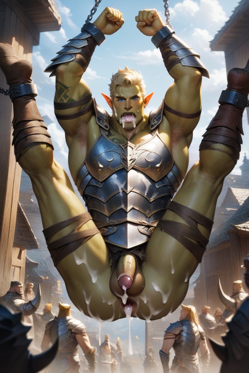 Fantasy, Handsome Elf Captured By Orcs, Sweaty Body AI Gay Porn