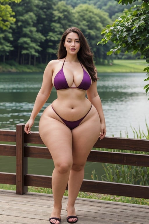 Nude Vagina, Thick Legs, Magenta Bikini쉬메일 AI 포르노