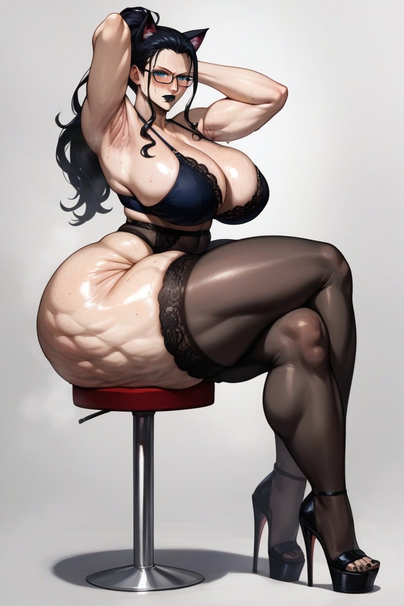 Oiled Skin, Black Fingernails, Full Body Hentai AI Porn