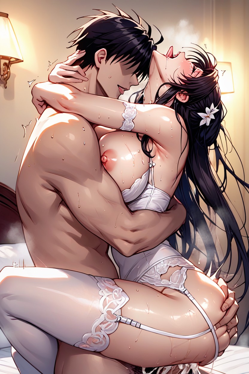 Drooling, Curvy Body, Wedding Dress Hentai AI Porn