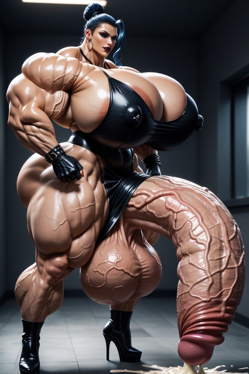 Extreme Hyper Penis, Enormous Veins, Massive Areola Shemale AI Porn