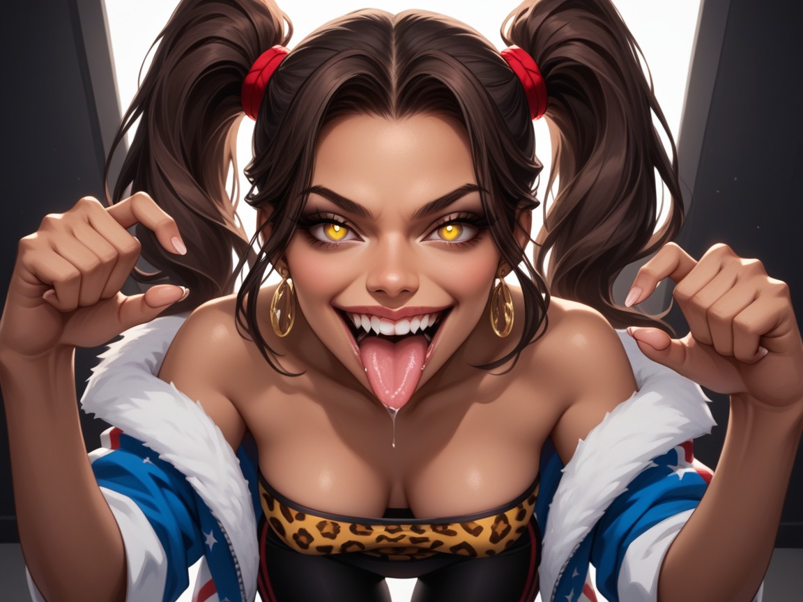 Breasts Apart, Pigtails, Narrow Sloped Shoulder Hentai AI Porn