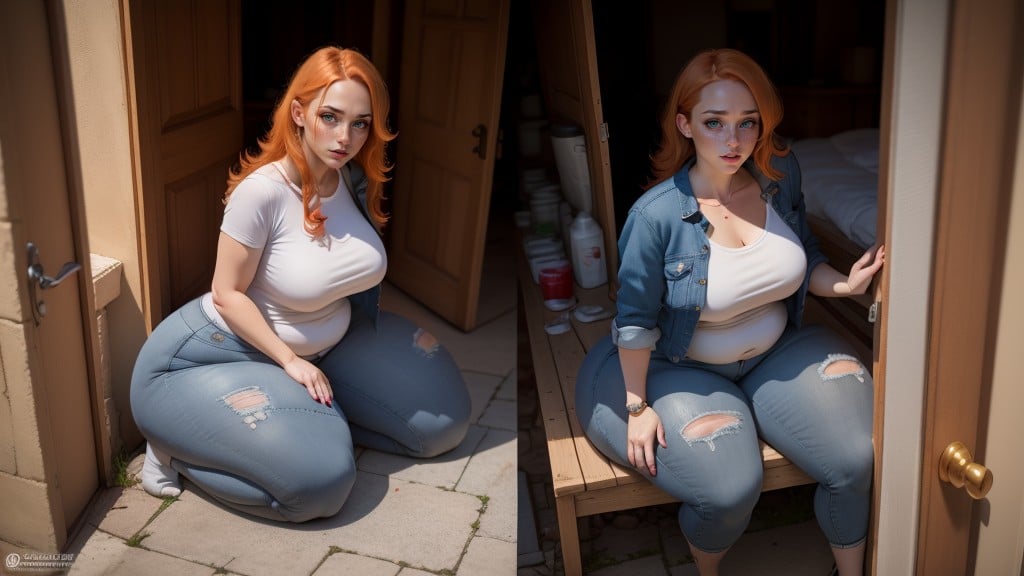 Hyper Fat Legs, Denim Jacket, Immobile Blob AI Porn