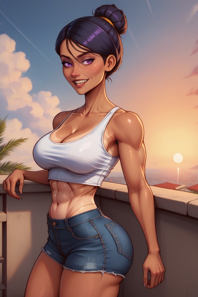 Rounded Ass, Tight Jean Shorts, Happy AI Porn