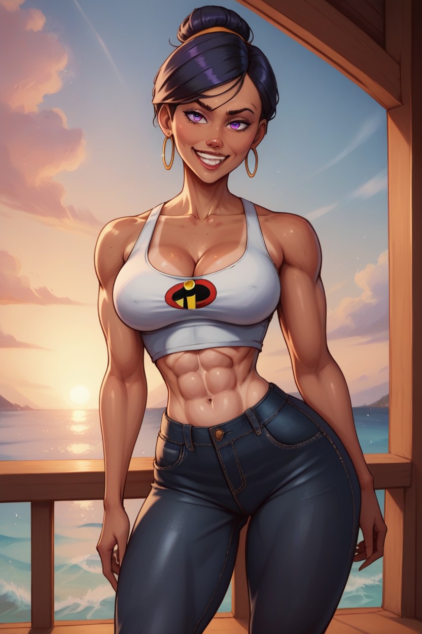 Sunset, Narrow Jawline, The Incredibles AI Porn