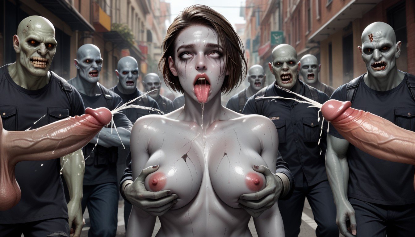 Squirting, Grey Skin Zombie, Jill Valentine Turned Into A ZombieAIポルノ