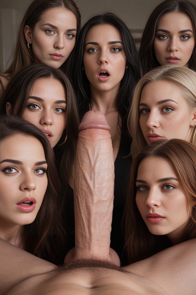 Shocked By The Size Of Cock, Veinteañera, Several Girls Staring At Huge CockPorno AI