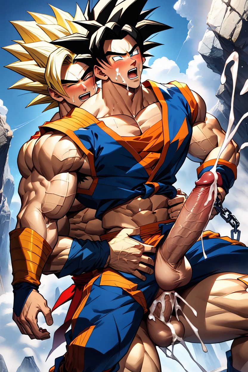 Muscular, Chains Glinting In The Dim Light, Gigantic AI Gay Porn