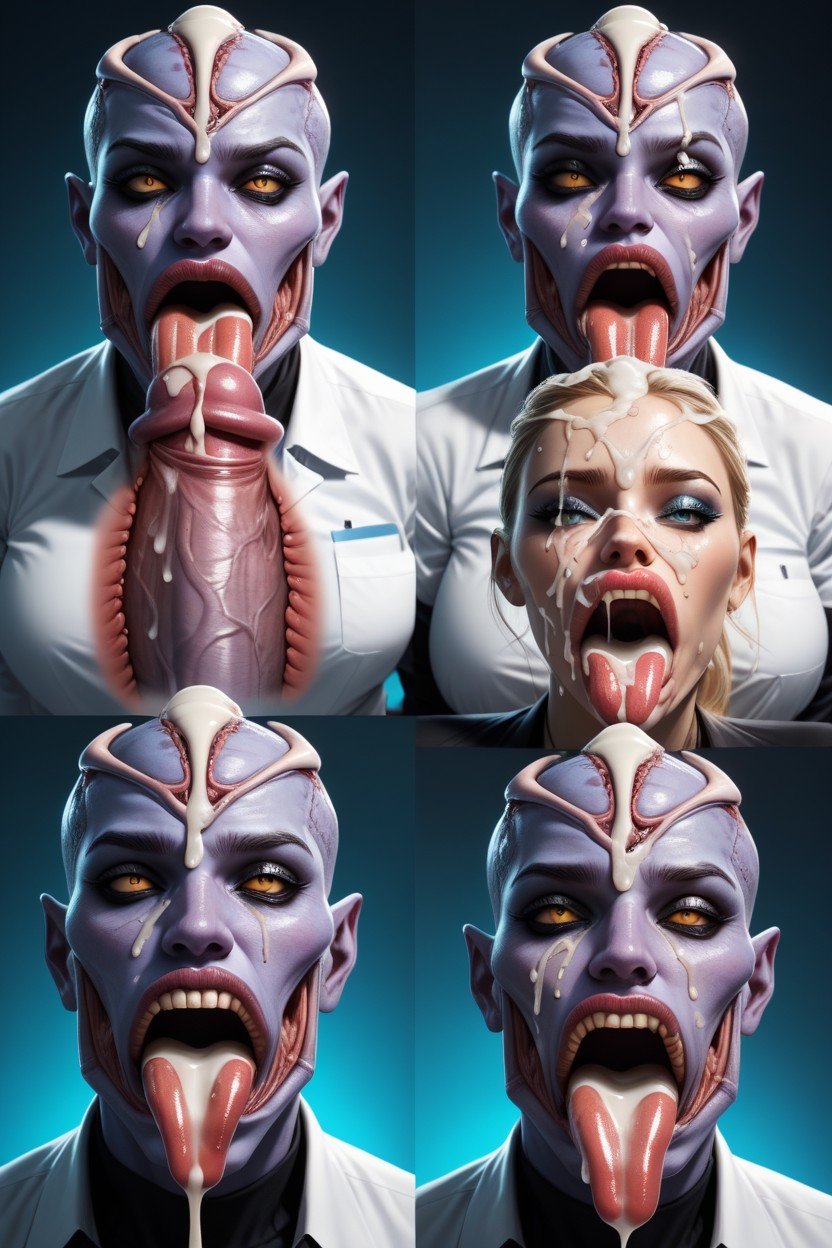 Hyper Swollen Face Lips, 2 Personas, Monster MouthPorno AI