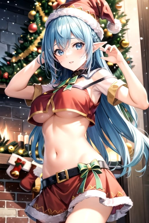 Anime Style, Christmas Top, Peito Grande Hentai IA pornografia