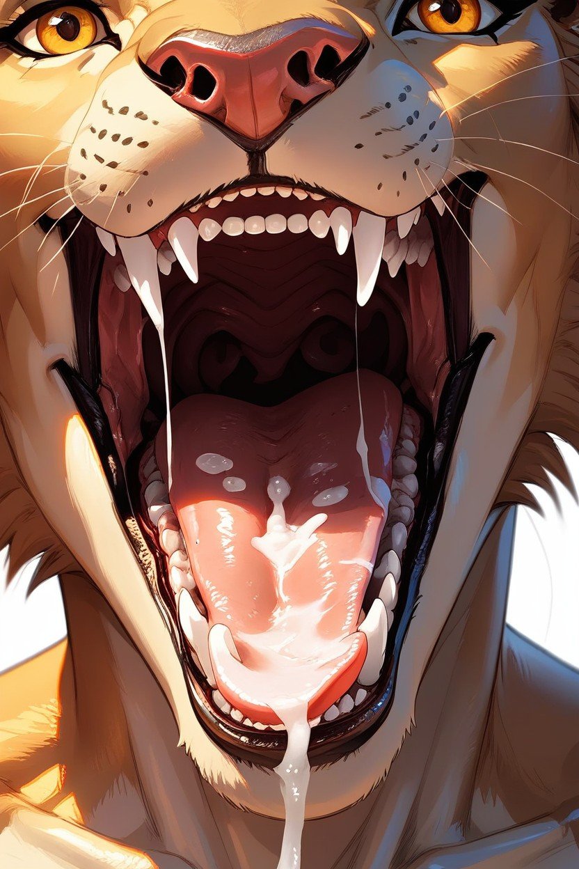 Close Up, Mouth Open, Detailed Furry AI Porn