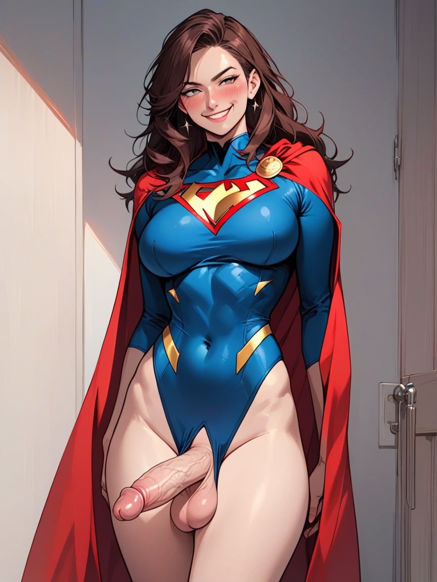 Mischievous (smiling While Blushing), Superhero, Medium Breast AI Porn