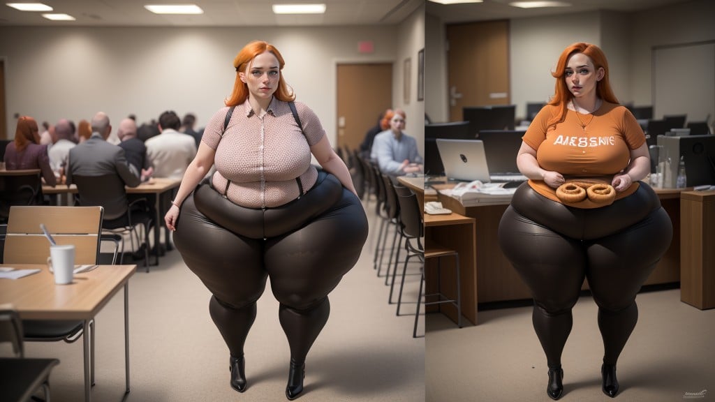 フルボディ, Hyper Fat Legs, Eating Donuts In OfficeAIポルノ