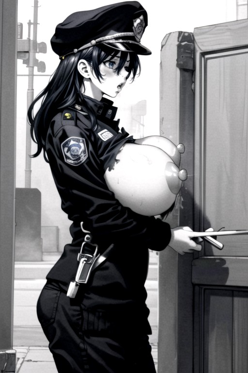 Fellation (troisième Personne), Costume De Police, Expansion MammairePorno IA Hentai