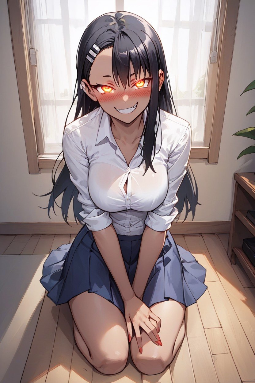 Yeux Brillants, Toucher Le Visage, Hayase Nagatoro From Dont Toy With MePorno IA