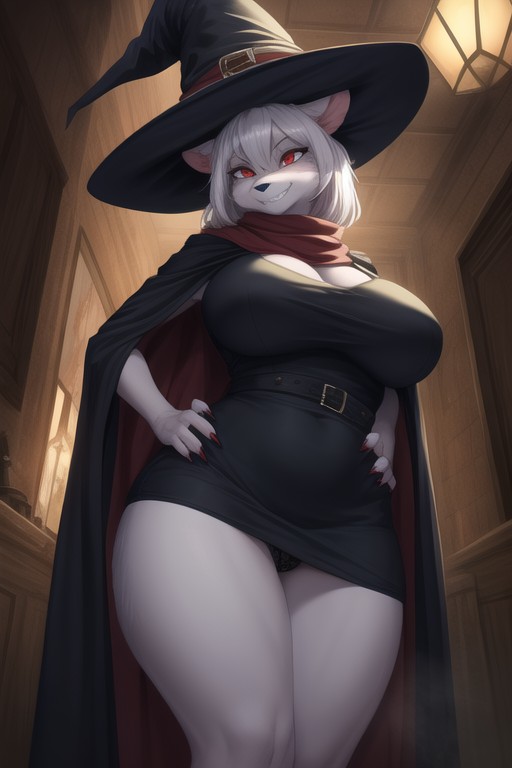 Small Breast, White Hair, Magic User Furry AI Porn