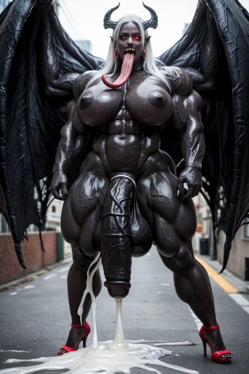 Extremely Big Muscle, Veins All Over Her Body, Veiny Cock Shemale AI Porn