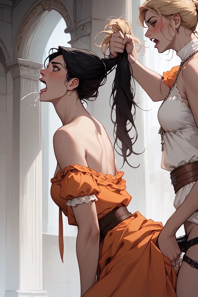 Hors Épaule, Roman Woman With Long Black Hair, PonytailPorno IA