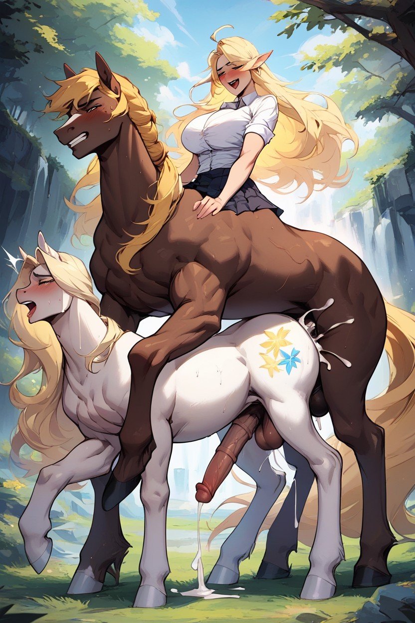 Furcentaur Has Straight Hair, Doggystyle Sex, Large Cockcentaur Body퍼리 AI 포르노