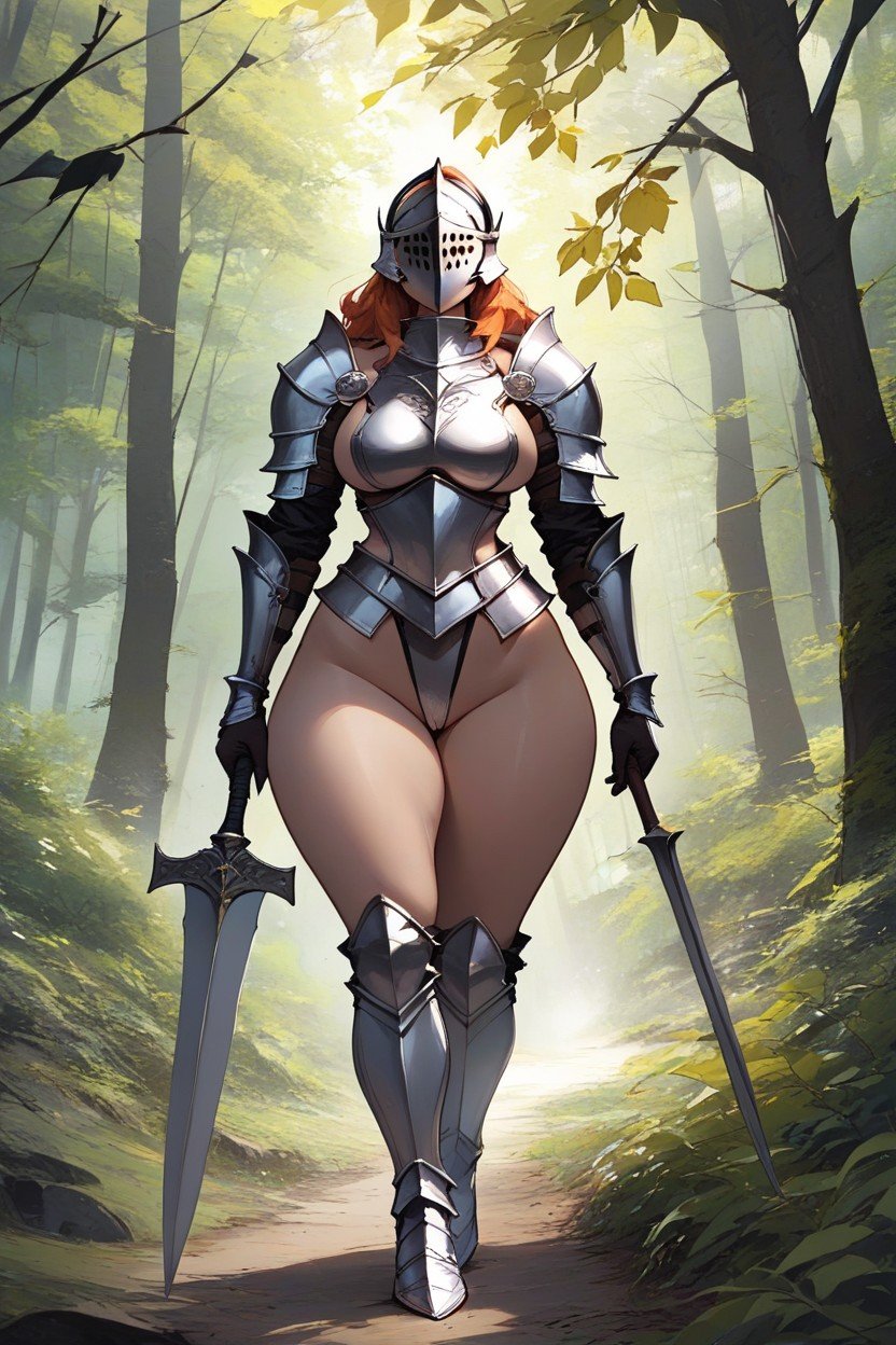 Helmet, Floresta, Knight Armor Pornografia peluda com IA