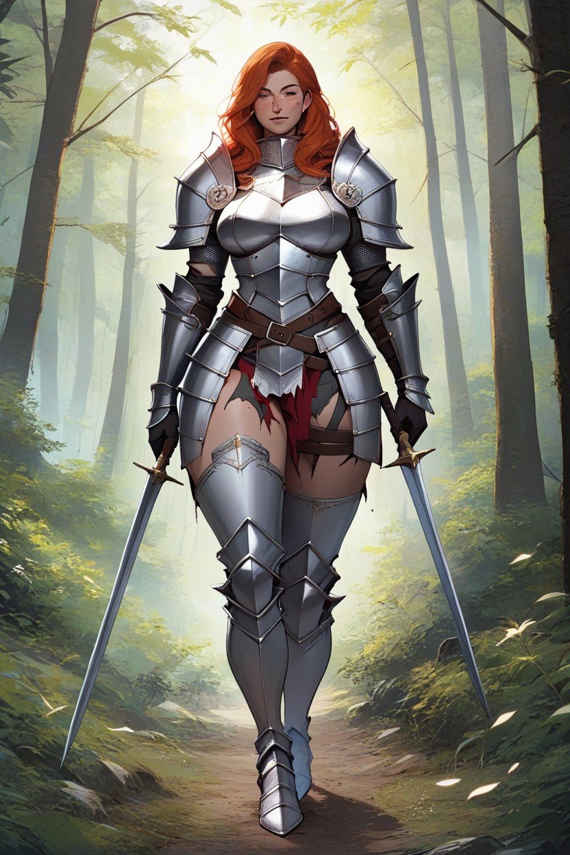 Waist, Corpo Todo, Knight Armor Pornografia de IA