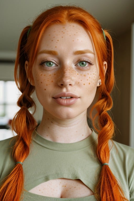 Green Eyes, 18, Freckles AI Porn