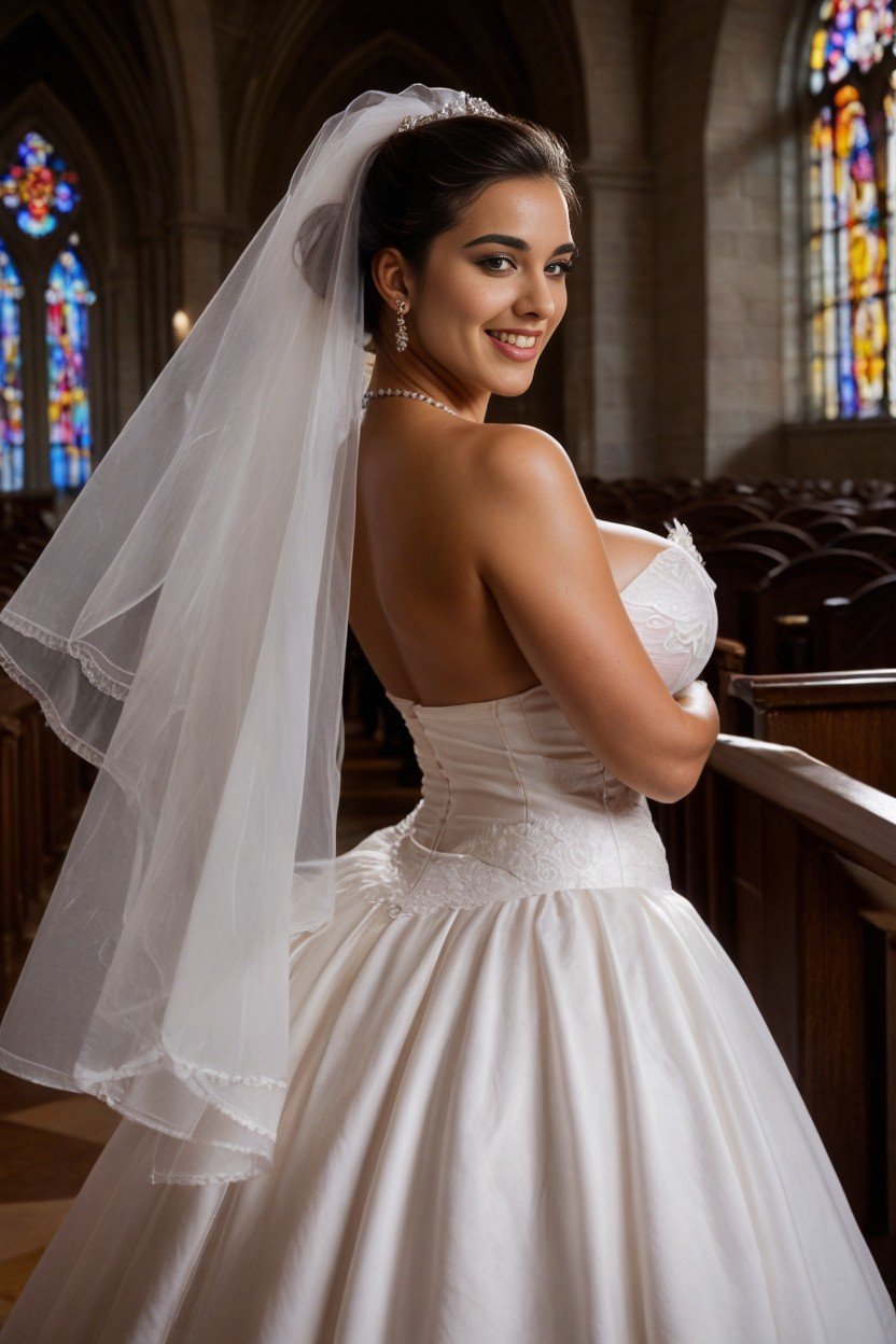 Happy, Latina, Wedding Dress AI Porn