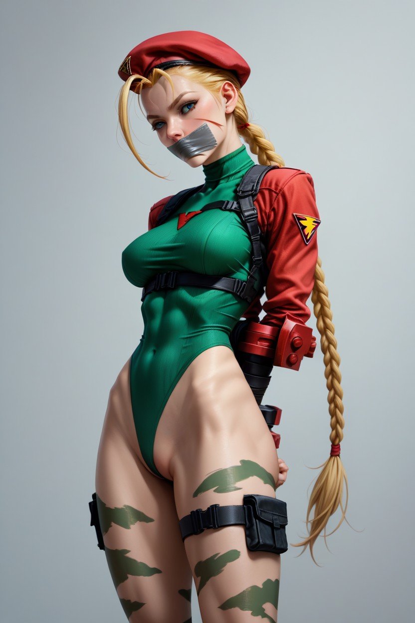 Cammy White Wearing Her Hat, No Pants, Arms Tied Behind BackAI黄片