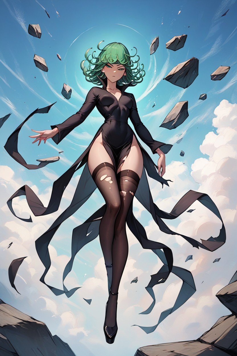 Tatsumaki, Broken Dresses, Floating In The AirPorno AI Furry