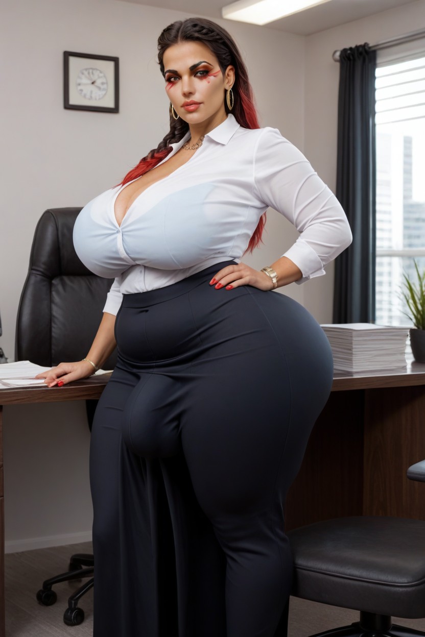 Gigantic, Office Shirt, Waist Shot Shemale AI Porn