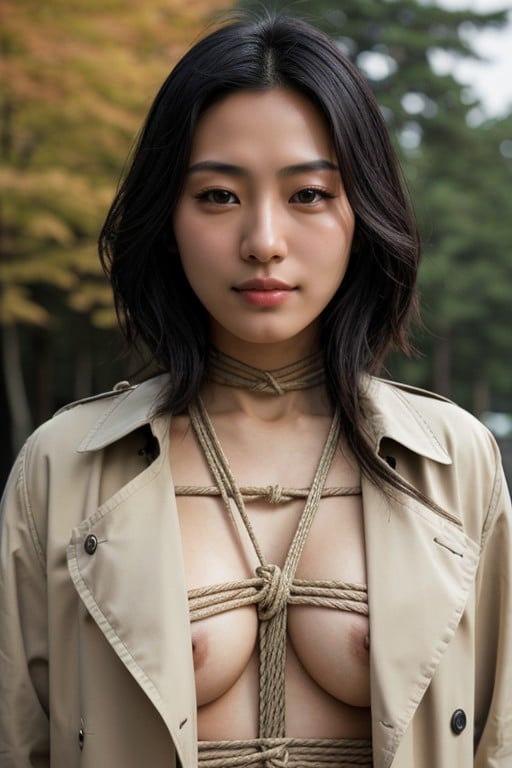 Japanese, Shibari, Trench Coat AI Porn