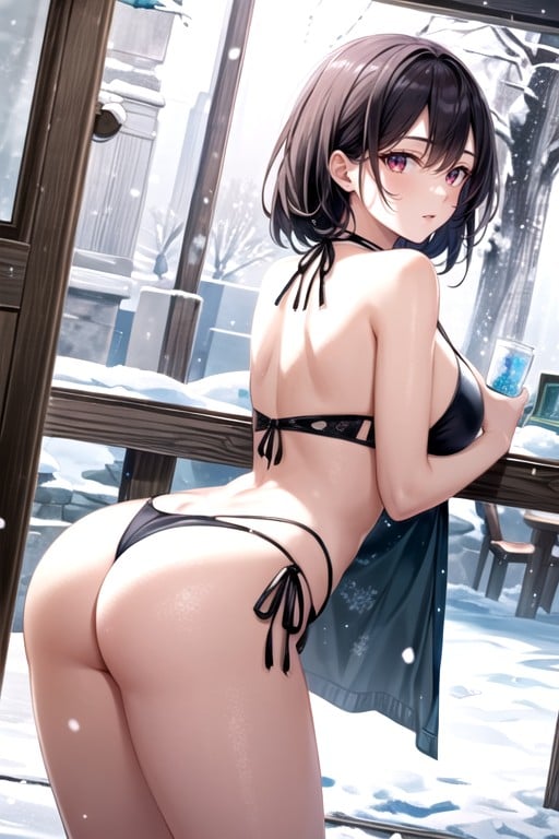 Bikini, Neve, Curvando-se Hentai IA pornografia