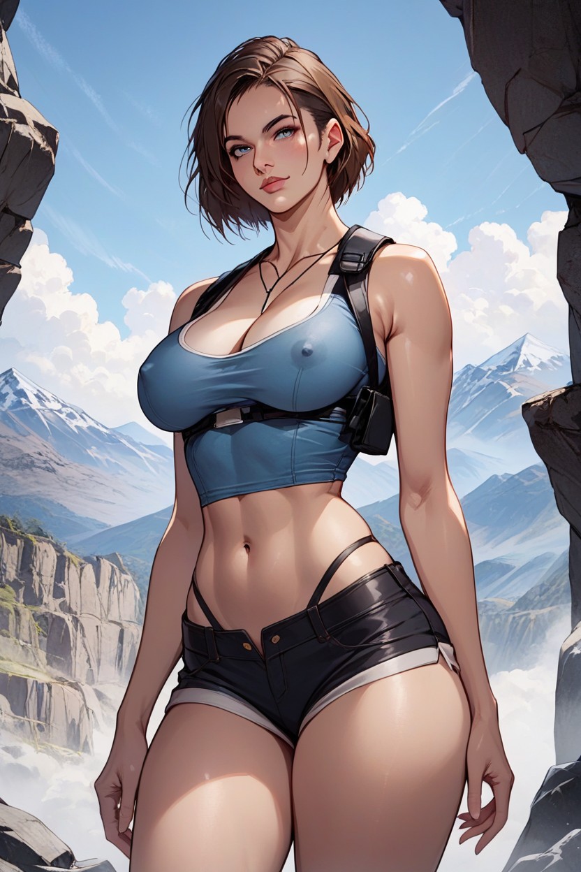 Rounded Breasts, Mountains, Skinny AI Porn