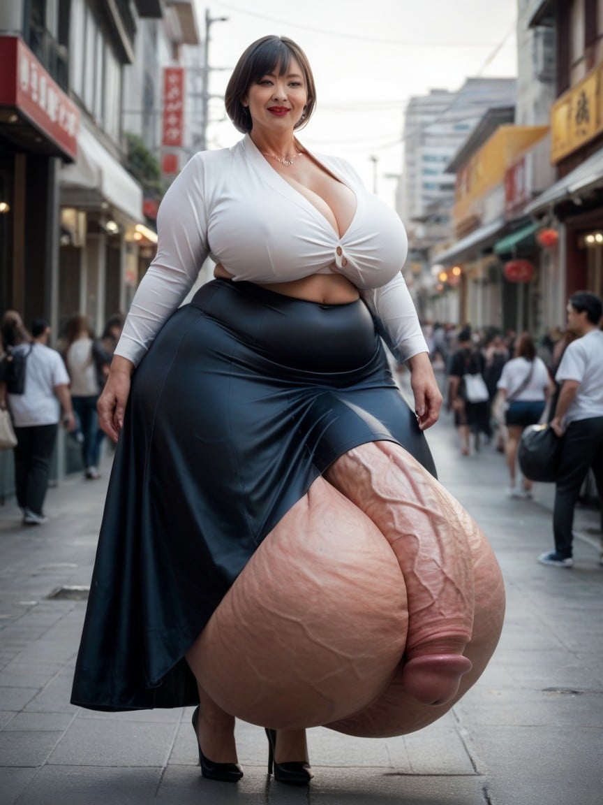 Hyper Gigantic Testicles, Lipstick, Hyper Gigantic Massive PenisPorno IA de transexuales