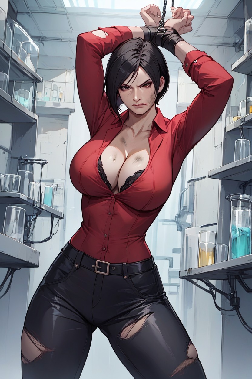 Black Leather Pants, 拘束される, Ada Wong From Resident EvilAIポルノ