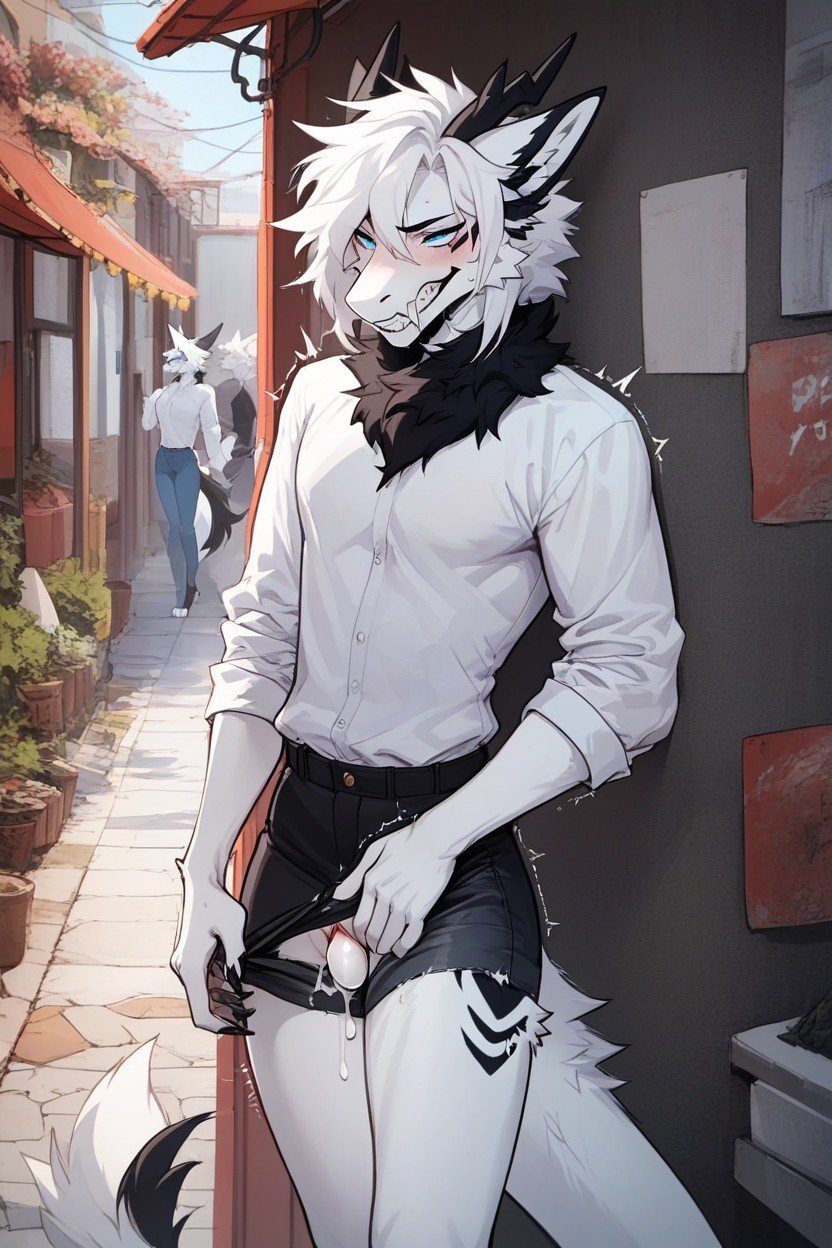 White Fur, Fully Clothed, ClawsPorno AI Furry