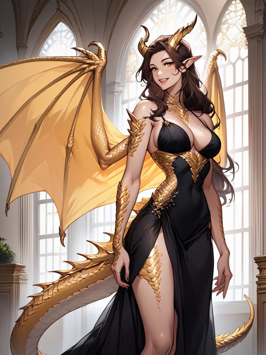 开心, Golden Dragon Woman, Big Golden Dragon WingsAI兽人黄片