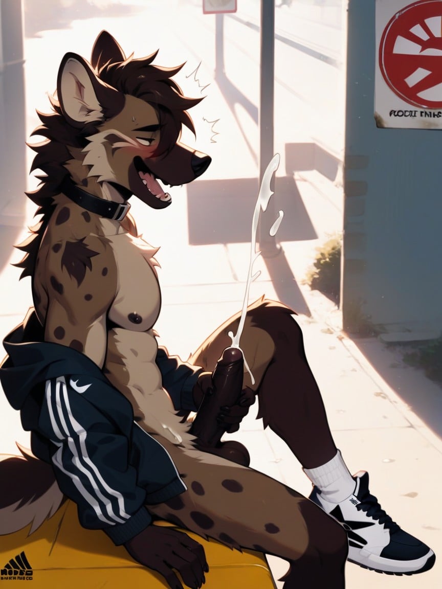Gay, Dark Balls, Black Collar With Spikes Furry AI Porn
