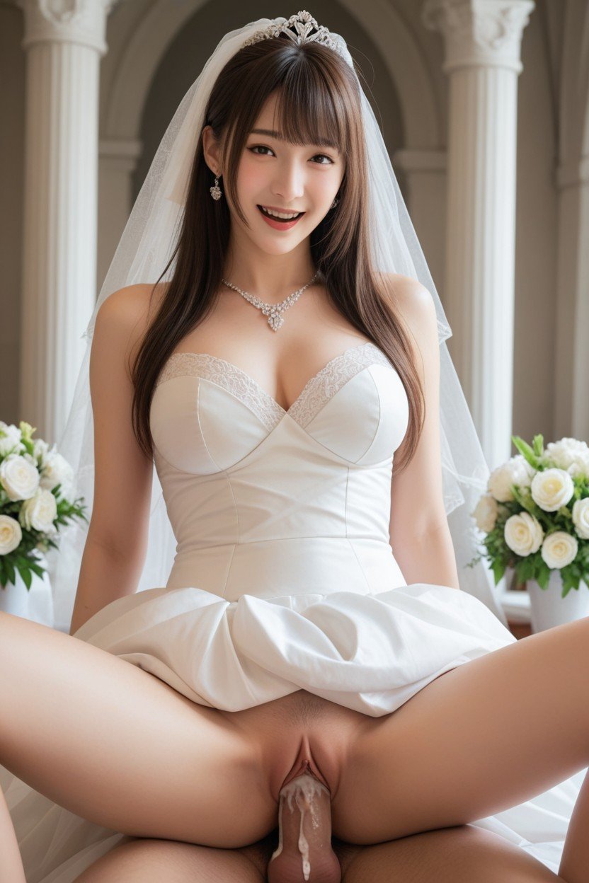 Spead Legs Sex, Wedding Dress, Smiling Mouth Open Furry AI Porn