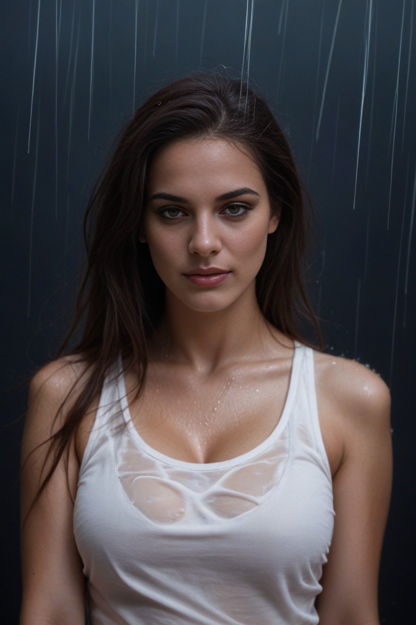 Sleeveless T-shirt, Artistic Photograph, Rainy AI Porn