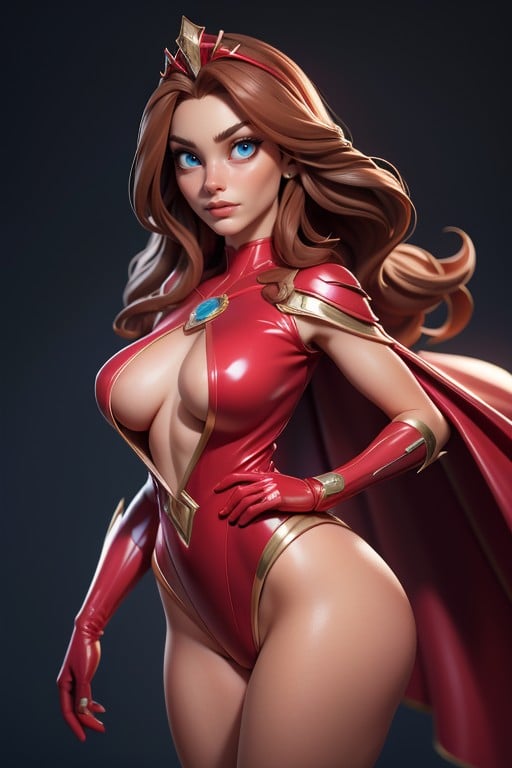 Superhéroe, Perfect Body Proportions, Red Long GlovesPorno AI