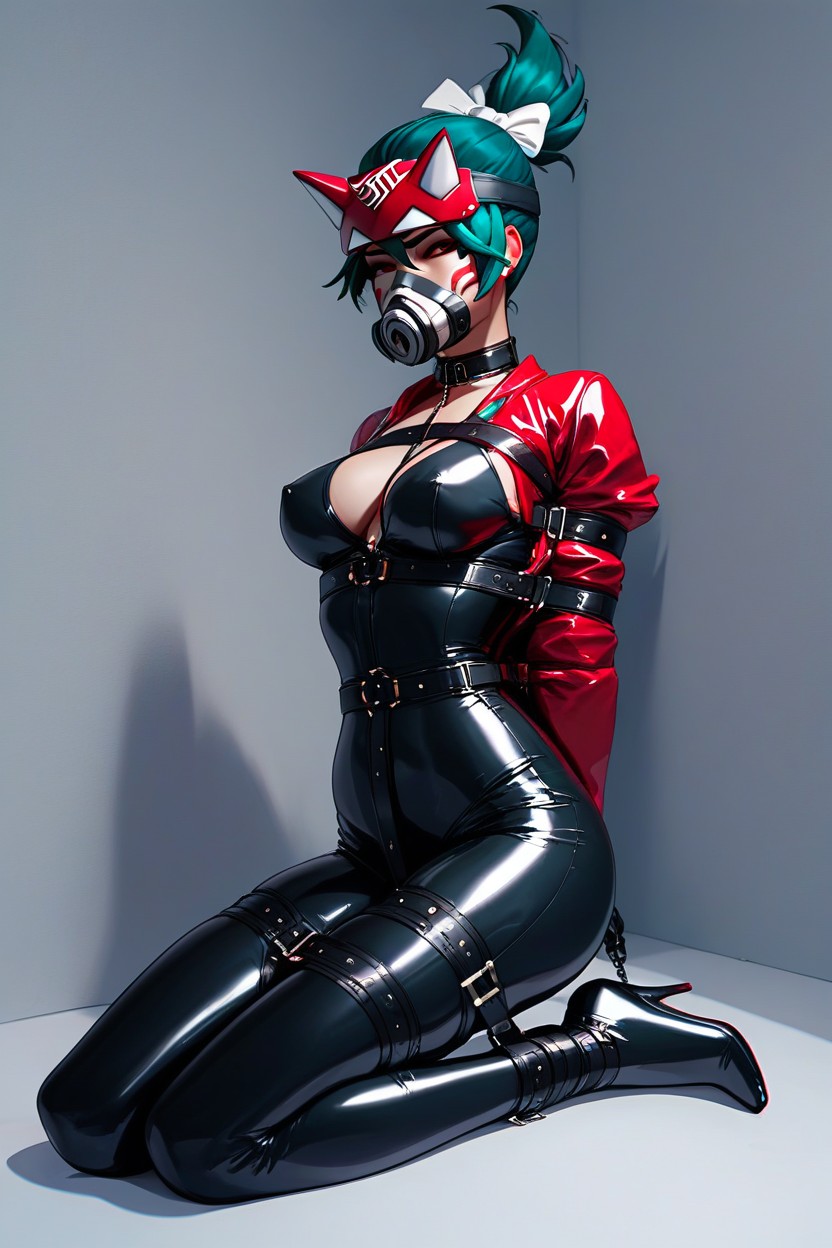 Kiriko From Overwatch, Full-body Bdsm Latex Suit, Latex Bdsm Gas MaskヘンタイAIポルノ