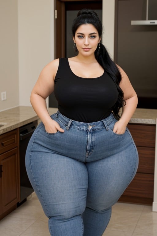 Hispanic Beauty, Pear Shaped Figure, Front ViewPorno AI